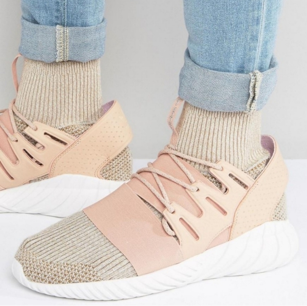 Adidas Tubular Doom PK Lace Up Nude Sock Fit Mens Trainers Sz 10